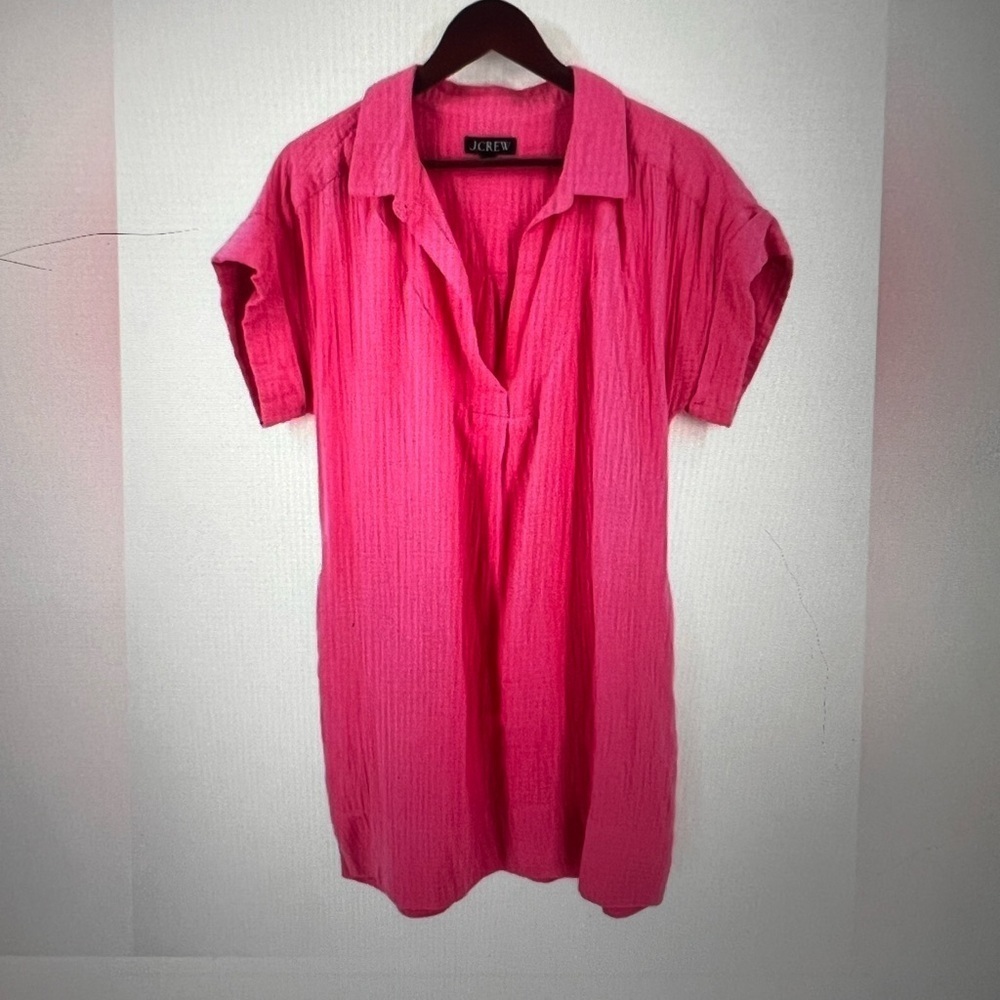 J Crew Pink Medium Gauze Shirt Dress Size Medium - Picture 4 of 7